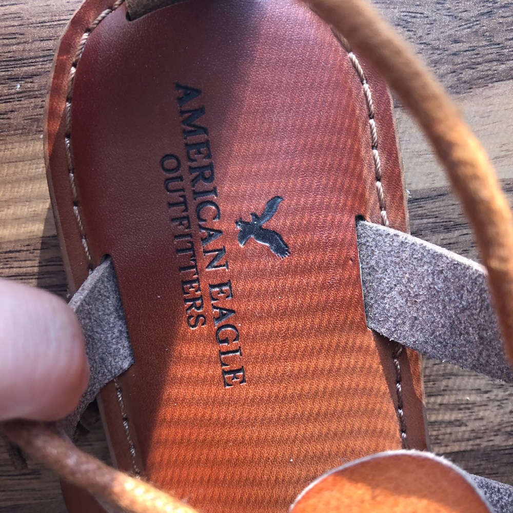 NWOT | AE | Brown Leather Lace Up Sandals - Picture 4 of 5